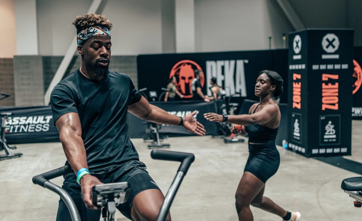 Men and woman in a DEKA functional fitness competition